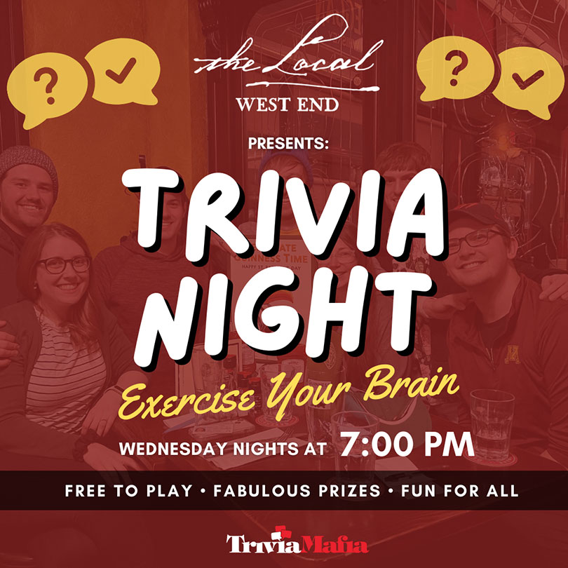 Trivia Night Every Wednesday At 7:00pm At The Local West End in St. Louis Park